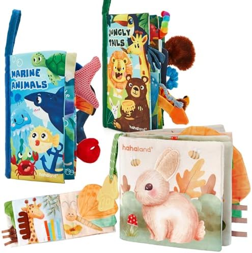 hahaland Baby Books 0-6 Months,Tummy Time Sensory Baby Toys 6 to 12 Months Touch Feel Book Textured Animals Mirror & Crinkle Paper Christmas Stocking Stuffers for Boys Girl 0 3 6 9 12 Months - Image 2