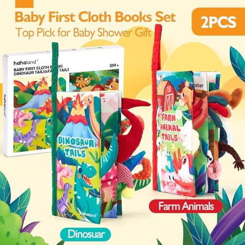 hahaland Baby Books for Baby Shower Gifts - 2PCS - Baby Toys 0-6 Months - Touch & Feel Tummy Time Sensory Soft Books for Babies 0-12 Months, Stroller Travel Toys - Image 7