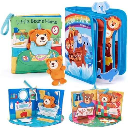 hahaland Noah's Ark Toy Busy Book for Toddlers 1-3 Touch and Feel Soft Activity Books Tummy Time Sensory Baby Toys - Image 2