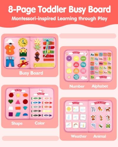 hahaland Busy Board Montessori Toys Busy Book Toddler Girl Gifts Travel Toy
