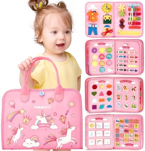 hahaland Busy Board - Montessori Toys for Toddlers 1-3 Boy Girl Gifts, Preschool Learning Activities, Educational Books Travel Toys - Image 3