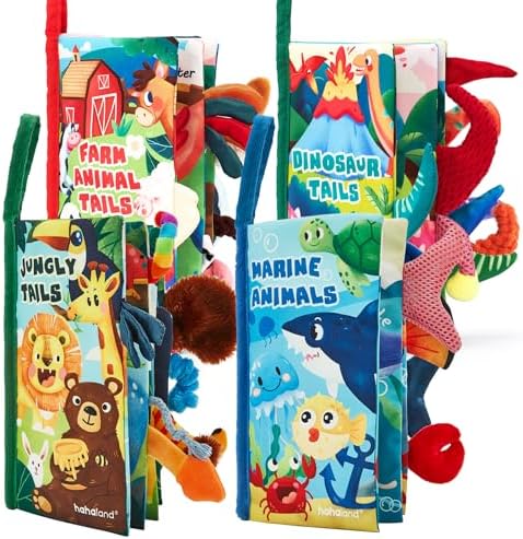 hahaland Baby Books for Baby Shower Gifts - 2PCS - Baby Toys 0-6 Months - Touch & Feel Tummy Time Sensory Soft Books for Babies 0-12 Months, Stroller Travel Toys - Image 2