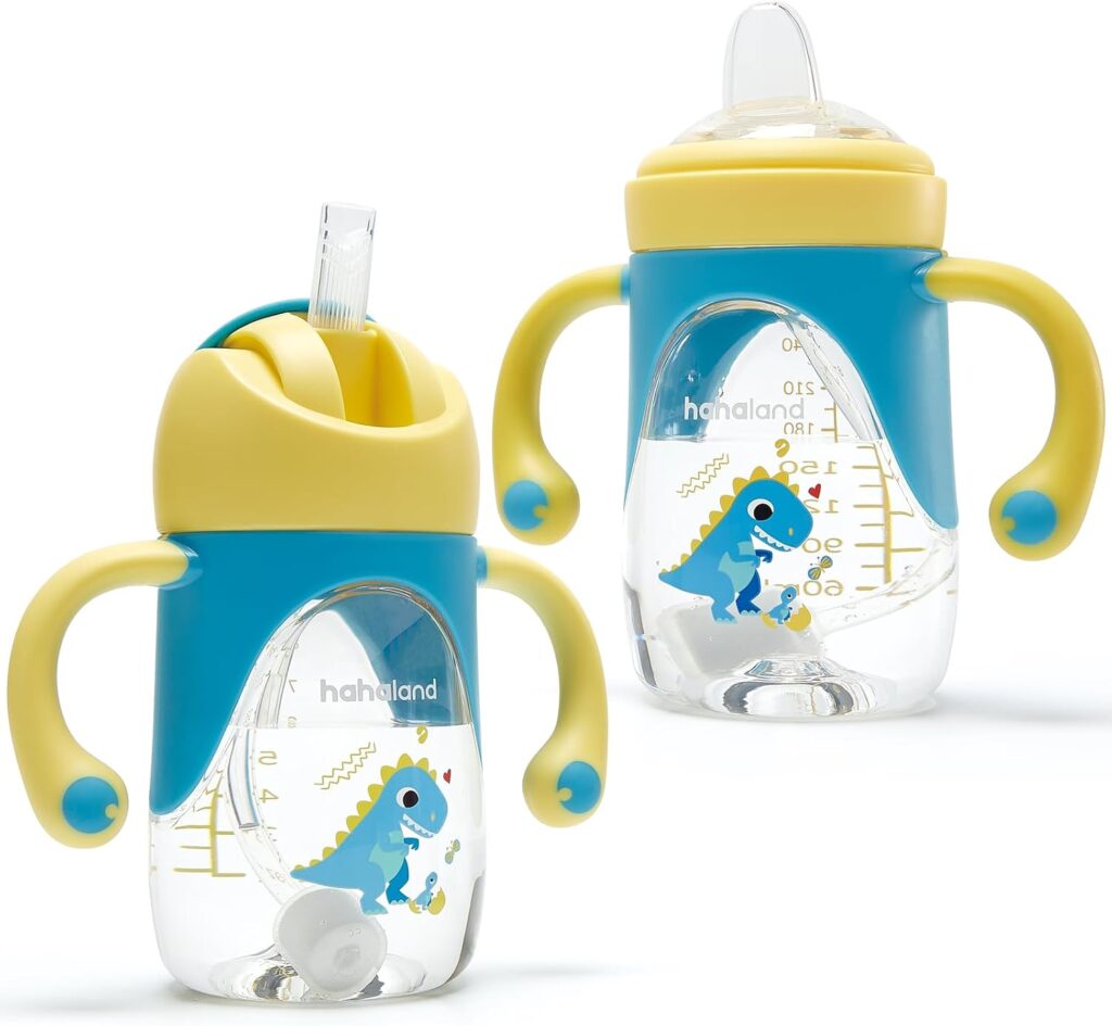 hahaland Sippy Cups for Toddlers 1-3, 2-in-1 Sippy Cup for 6+ Month Old
