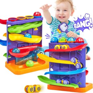 hahaland Ball Drop Toys for 1 Year Old, 2 in 1 Pound a Ball & Car Ramp