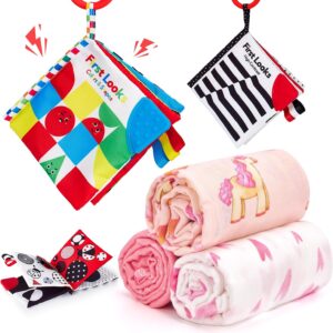 hahaland Baby Books and Bamboo Muslin Swaddle Blankets - Baby Girl Gifts Newborn Essentails