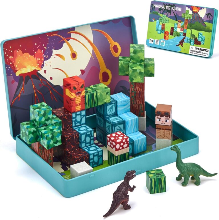 hahaland Mini Magnetic Blocks Travel Set with Magnetic Case for Kids 3-5