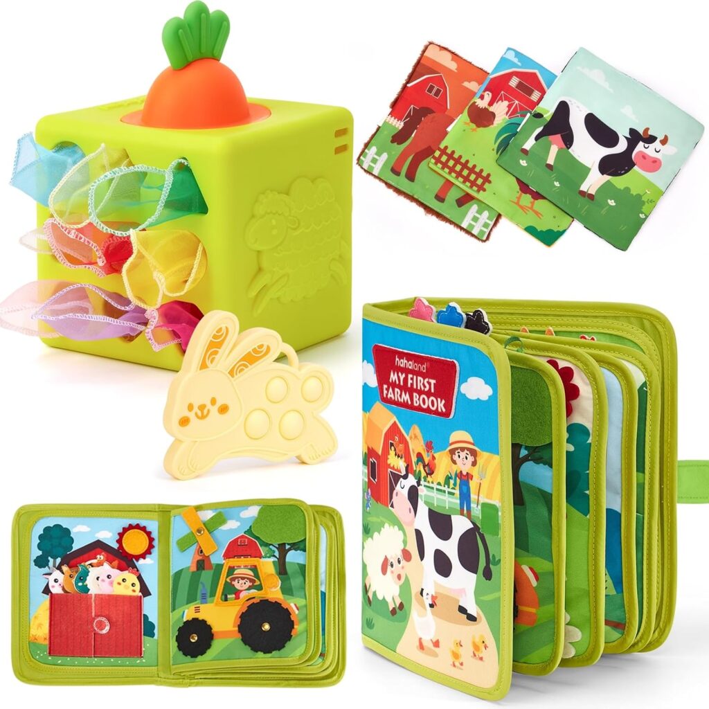hahaland Busy Book for Toddlers 1-3 Baby Tissue Box Toy 6-12 Months, Montessori Toys for Boy Gifts Girl Toys