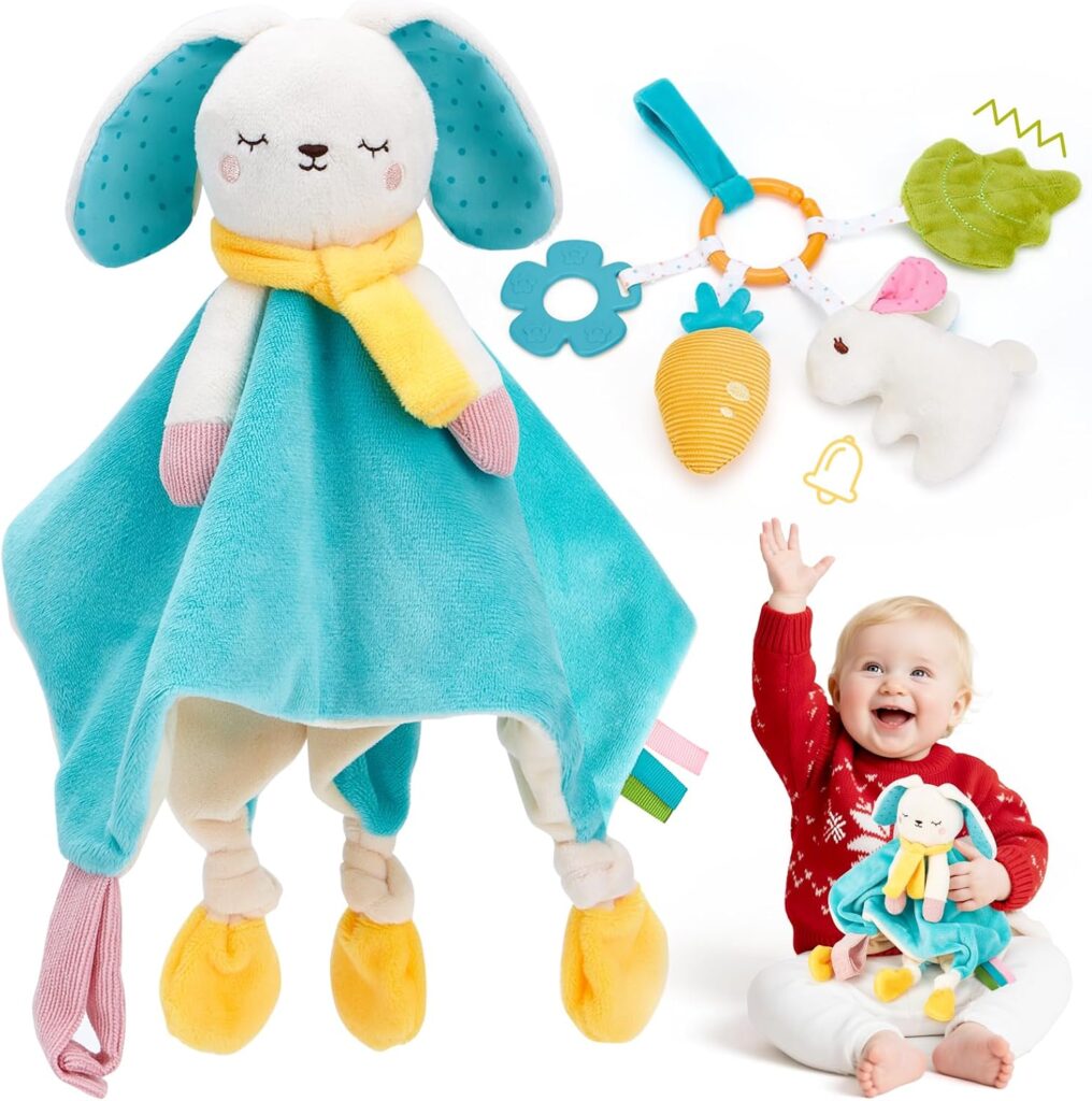 hahaland Baby Lovey Security Blanket Plush Hanging Sensory Toy