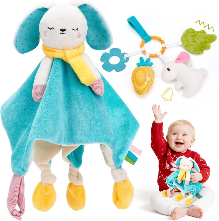 hahaland Baby Lovey Security Blanket Plush Hanging Sensory Toy