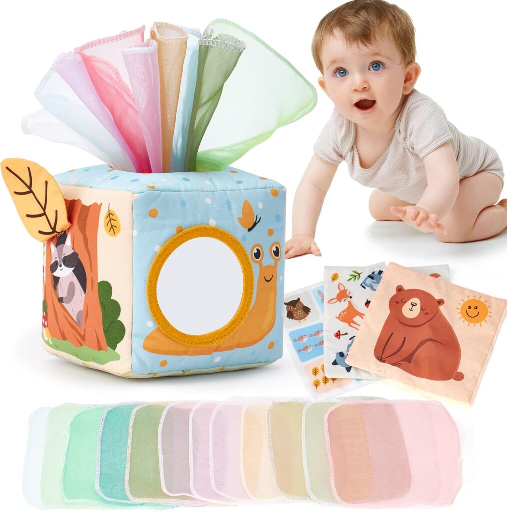 hahaland Baby Tissue Box Toy - 6 Month Old Montessori Baby Toys 6-12 Months