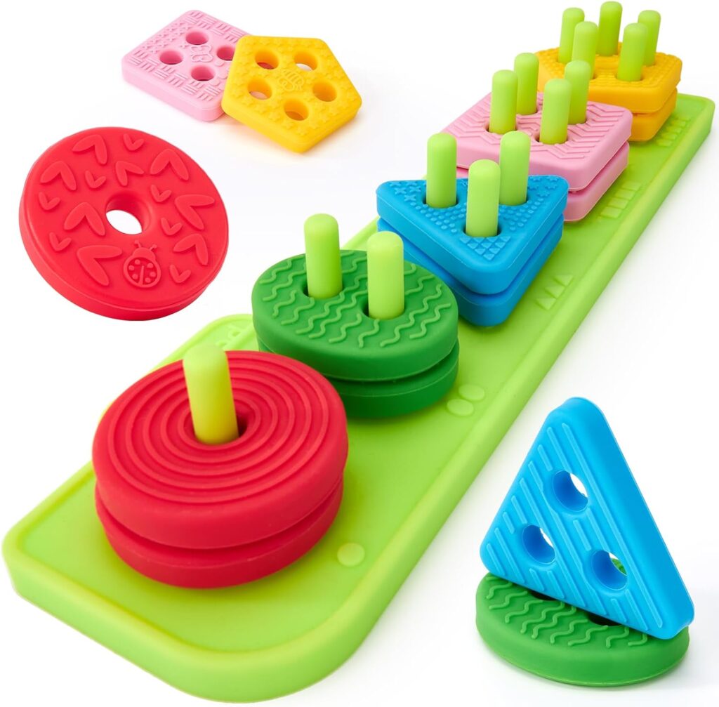 hahaland Silicone Sorting & Stacking Toys - Montessori Toys for 1 Year Old