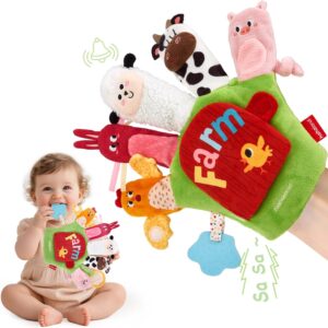 hahaland Baby Sensory Toys 6-12 Months，Montessori Farm Animal Hand Puppets