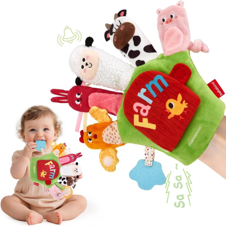hahaland Baby Sensory Toys 6-12 Months，Montessori Farm Animal Hand Puppets