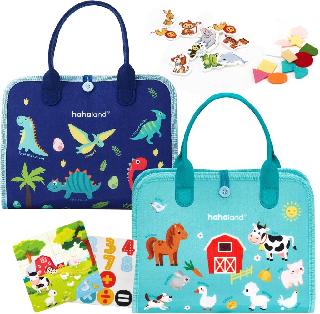 hahaland Montessori Busy Board - Dinosaur and Farm Animals