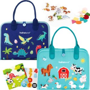 hahaland Montessori Busy Board - Dinosaur and Farm Animals