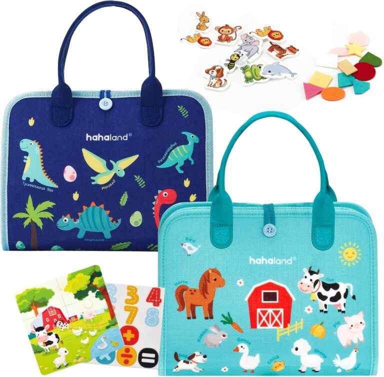 hahaland Montessori Busy Board - Dinosaur and Farm Animals