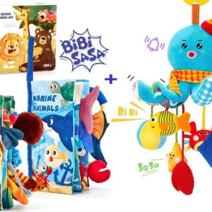 hahaland Baby Books 2 PCS and Baby Hanging Octopus Sensory Toy