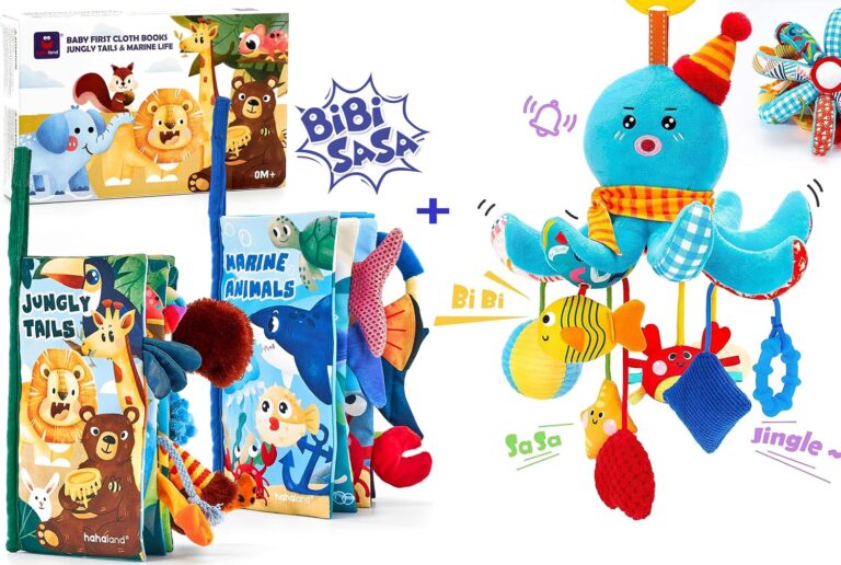hahaland Baby Books 2 PCS and Baby Hanging Octopus Sensory Toy
