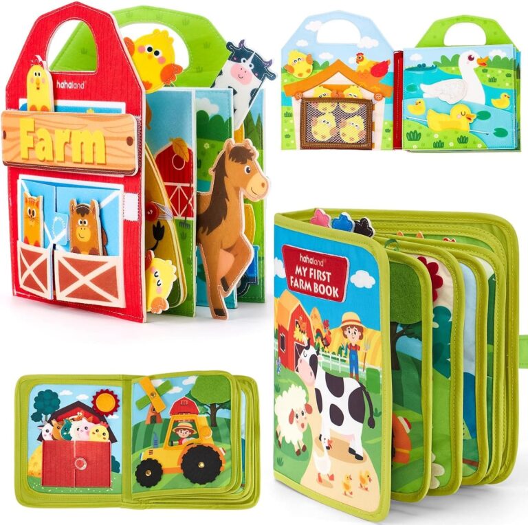 hahaland Busy Book for Toddlers 1-3 - Montessori Busy Board for 1 Year Old Boy Toys Girl Birthday Gift - Educational Activity Books Felt Learning Board Airplane Travel Toys
