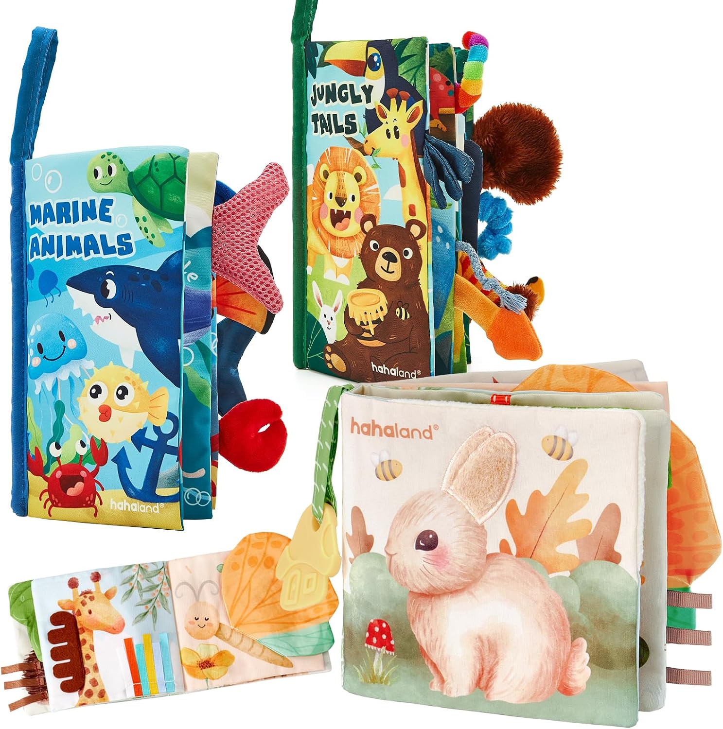 hahaland Baby Books 0-6 Months,Tummy Time Sensory Baby Toys 6 to 12 Months Touch Feel Book Textured Animals Mirror & Crinkle Paper Christmas Stocking Stuffers for Boys Girl 0 3 6 9 12 Months