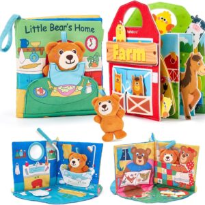 hahaland Busy Board for 1 Year Old - 3D Touch and Feel Soft Activity Books Tummy Time Sensory Baby Toys