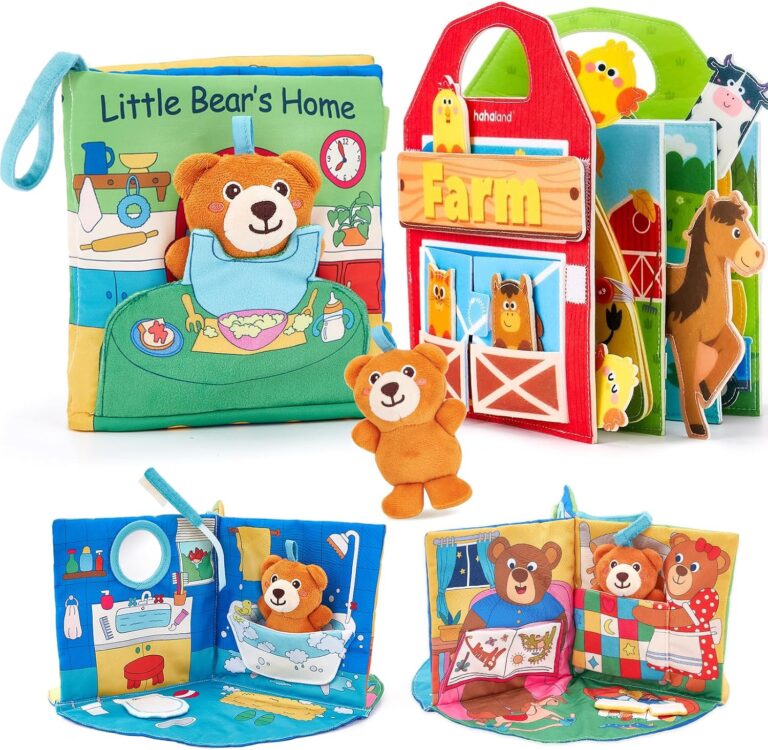 hahaland Busy Board for 1 Year Old - 3D Touch and Feel Soft Activity Books Tummy Time Sensory Baby Toys