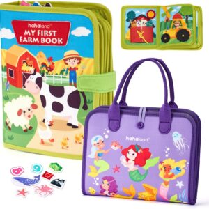hahaland Busy Book for Toddlers 1-3 - Montessori Toys Busy Board for 1 2 3 4 Year Old Boy Girl Birthday Gift - Quiet Activity Book with Life Skills, Cognition, Sorting, Matching