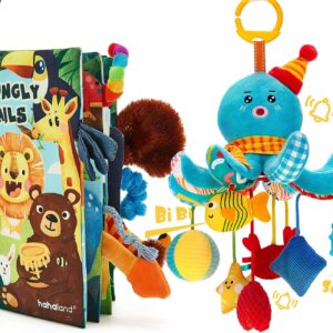 hahaland Baby Sensory Book & Baby Sensory Hanging Activity Octopus