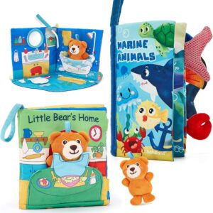 hahaland Baby Books 0-6 Months - 3D Touch and Feel Soft Activity Books Tummy Time Sensory Baby Toys