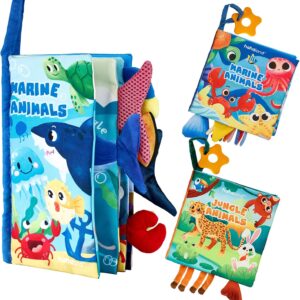hahaland Baby Books 0-6 Months,Infant Tummy Time Toy High Contrast Sensory Baby Toys 6 to 12 Months Touch Feel Book Gift Christmas Stocking Stuffers for Boy Girl 0-3 Months Book Early Learning Toy