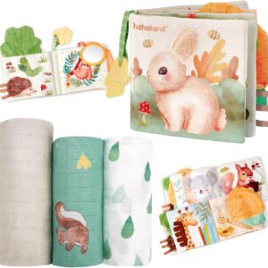 hahaland Baby Books and Bamboo Muslin Swaddle Blankets - Newborn Gifts Essentials