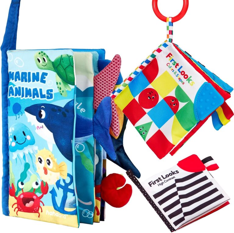 hahaland Baby Books 0-6 Months,Infant Tummy Time Toy High Contrast Sensory Baby Toys 6 to 12 Months Touch Feel Book Gift Christmas Stocking Stuffers for Boy Girl 0-3 Months Book Early Learning Toy