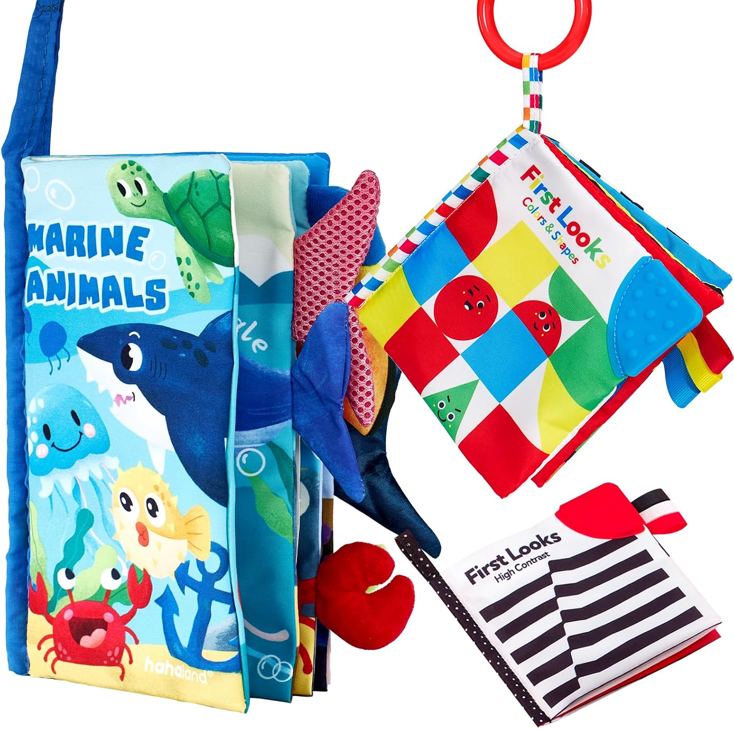 hahaland Baby Books 0-6 Months,Infant Tummy Time Toy High Contrast Sensory Baby Toys 6 to 12 Months Touch Feel Book Gift Christmas Stocking Stuffers for Boy Girl 0-3 Months Book Early Learning Toy