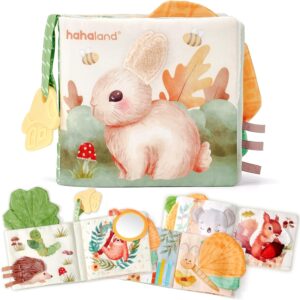 hahaland Baby Soft Cloth Crinkle Books Touch and Feel Sensory Infant Toy
