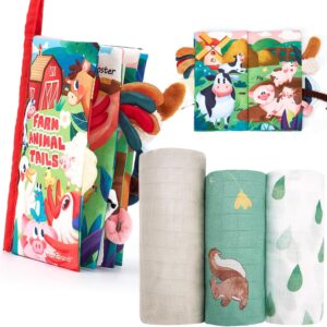 hahaland Baby Book and Bamboo Muslin Swaddle Blankets - Baby Boy Gifts Newborn Essentials