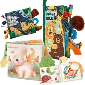 hahaland Baby Books 0-6 Months,Infant Tummy Time Toys High Contrast Sensory Baby Toys 6 to 12 Months Touch Feel Book Gift Christmas Stocking Stuffers for Boys Girls 0-3 Months Book Early Learning Toy