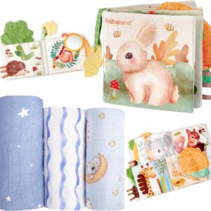 hahaland Baby Book and Bamboo Muslin Swaddle Blankets - Baby Boy Gifts Newborn Essentails
