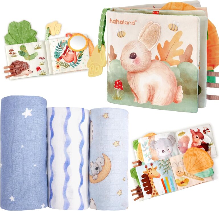 hahaland Baby Book and Bamboo Muslin Swaddle Blankets - Baby Boy Gifts Newborn Essentails