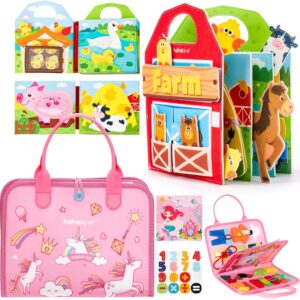 hahaland Busy Board - Montessori Toys for Toddlers 1-3 Boy Girl Gifts, Preschool Learning Activities, Educational Books Travel Toys