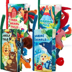 hahaland Baby Books for Baby Shower Gifts - 2PCS - Baby Toys 0-6 Months - Touch & Feel Tummy Time Sensory Soft Books for Babies 0-12 Months, Stroller Travel Toys