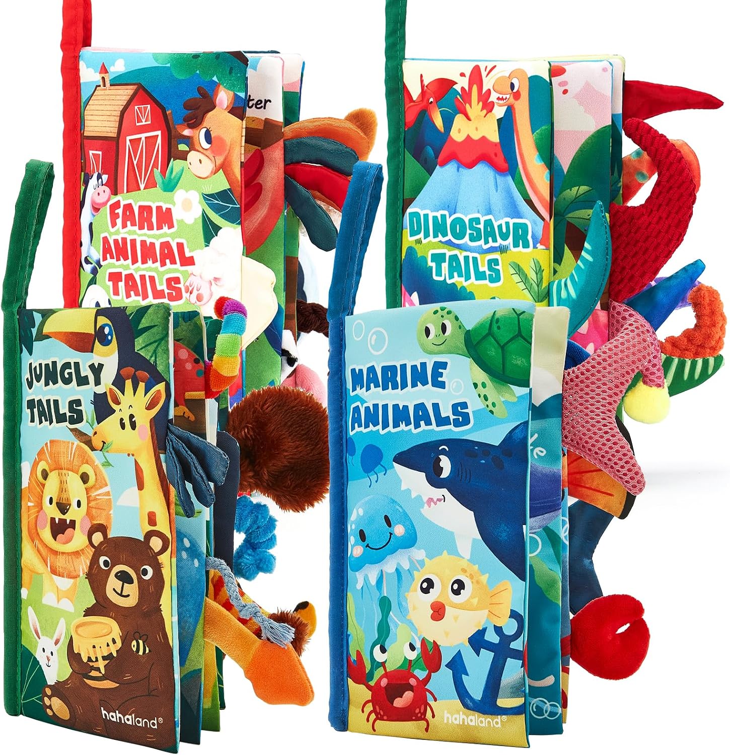 hahaland Baby Books for Baby Shower Gifts - 2PCS - Baby Toys 0-6 Months - Touch & Feel Tummy Time Sensory Soft Books for Babies 0-12 Months, Stroller Travel Toys