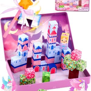 hahaland Unicorn Magnetic Blocks Travel Set Toy for Kids Ages 3-8, 50 Pcs