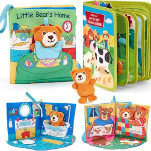 hahaland Busy Book for Toddlers 1-3 - Touch and Feel Soft Activity Books Tummy Time Sensory Baby Toys