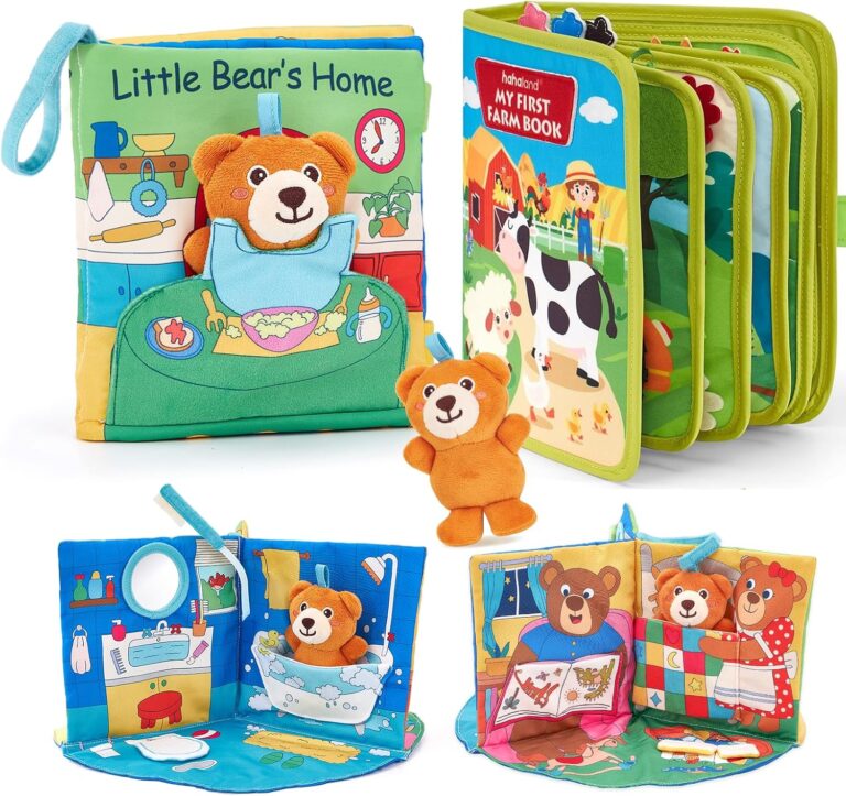hahaland Busy Book for Toddlers 1-3 - Touch and Feel Soft Activity Books Tummy Time Sensory Baby Toys