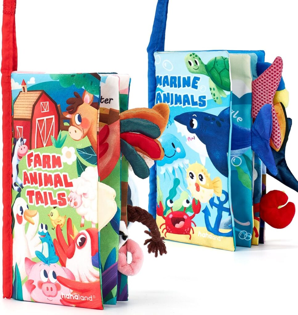 hahaland Baby Books 0-6 Months,Infant Tummy Time Toy High Contrast Sensory Baby Toys 6 to 12 Months Touch Feel Book Gift Christmas Stocking Stuffers for Boy Girl 0-3 Months Book Early Learning Toy