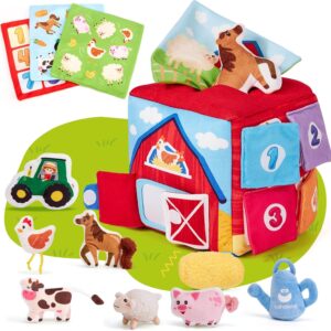 hahaland Baby Toys 6-12 Months - Whats Inside Box with 12 Farm Animals