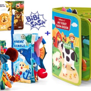 hahaland Baby Books 2 PCS and Busy Book for Baby and Toddler