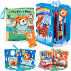 hahaland Noah's Ark Toy Busy Book for Toddlers 1-3 Touch and Feel Soft Activity Books Tummy Time Sensory Baby Toys