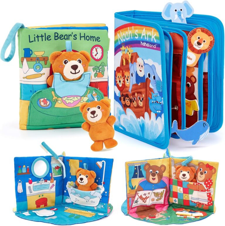 hahaland Noah's Ark Toy Busy Book for Toddlers 1-3 Touch and Feel Soft Activity Books Tummy Time Sensory Baby Toys
