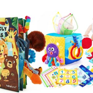 hahaland Baby Sensory Book & Baby Sensory Tissue Box Toy